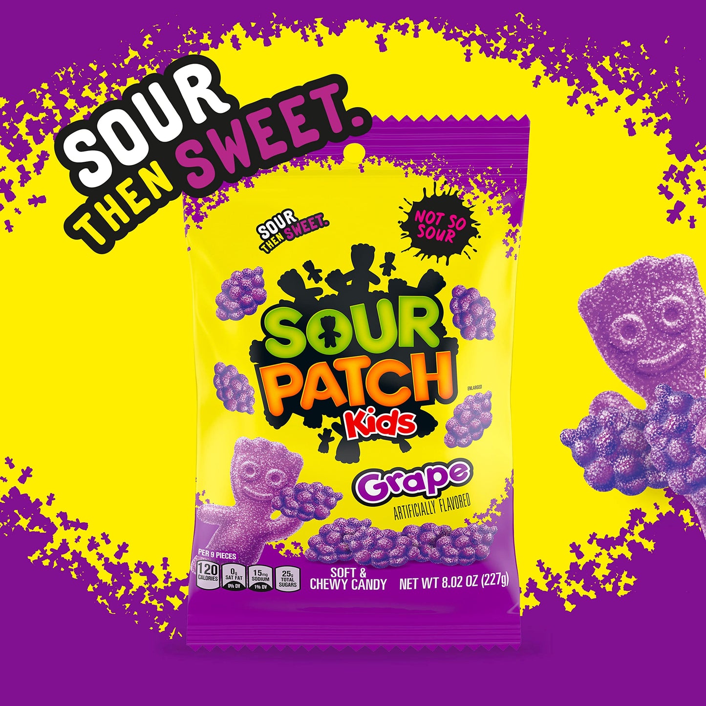 SOUR PATCH KIDS Grape Soft & Chewy Candy, Bulk Candy, 12-8.02 oz Bags