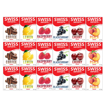 Swiss Imports Sugar Free Bonbons Hard Candy Drops, Variety Pack Of Cherry, Coffee, Lemon, Peach, Blackcurrant, And Raspberry, 1.