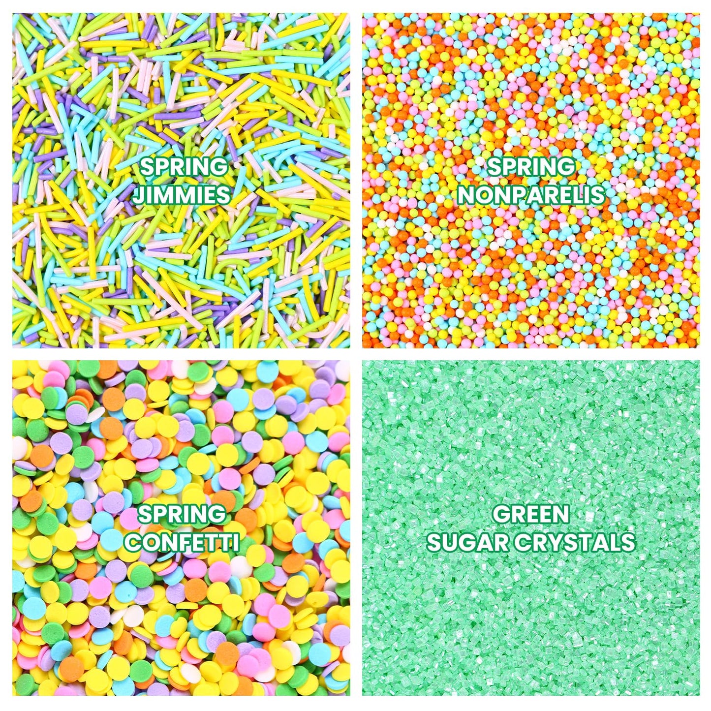Easter Sprinkles Edible Sprinkle Mix Spring Shape Pastel Sprinkles Green Jimmies Nonpareils Sanding Sugar Confetti For Cake Deco