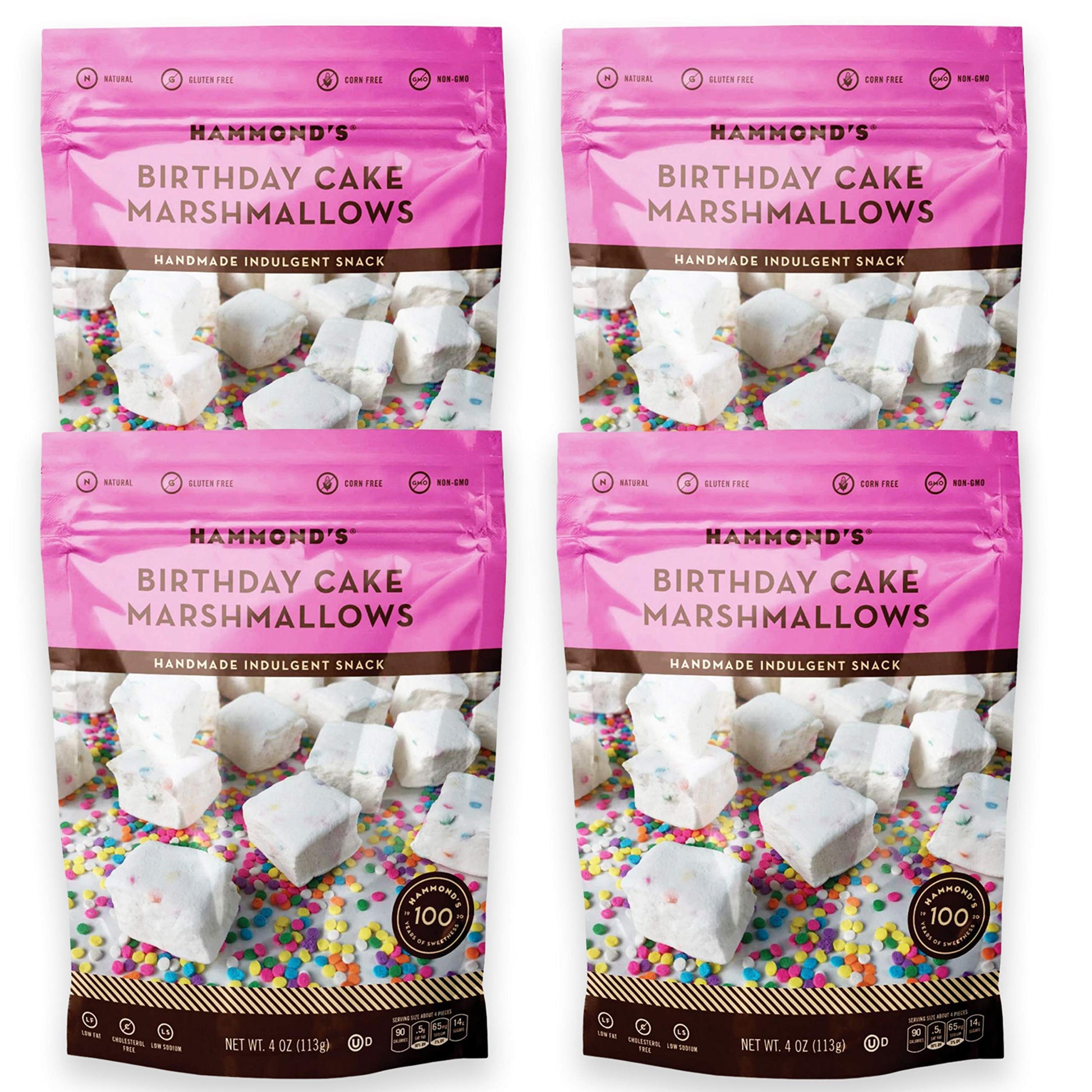 Hammonds Candies Gourmet Marshmallows - Birthday Cake, Gluten-Free, Kosher, 4 Pack