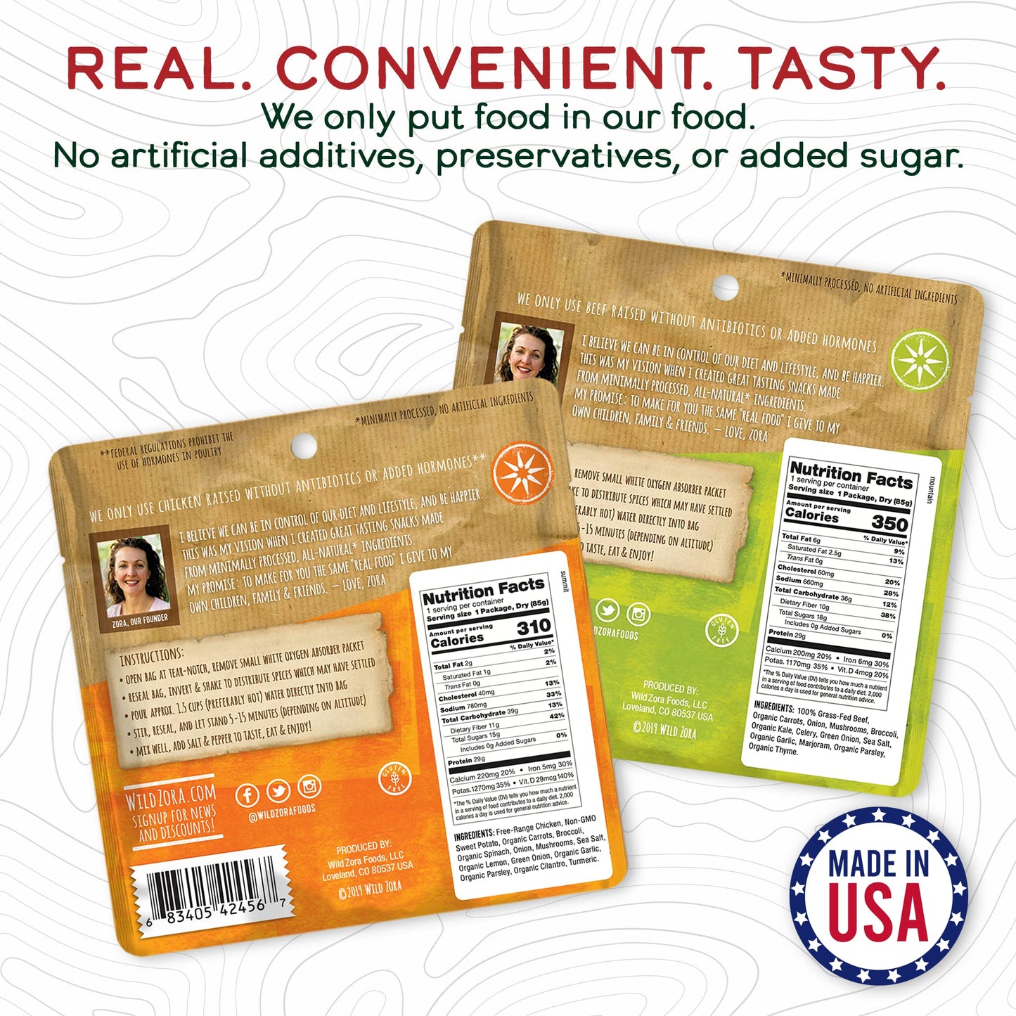 Wild Zora Paleo Freeze Dried Meals For Backpacking & Camping - Healthy Gluten Free & Grain Free Camping Meals/Backpacking Food + No Added Sugar - Great For Travel (Aip 4-Pack)
