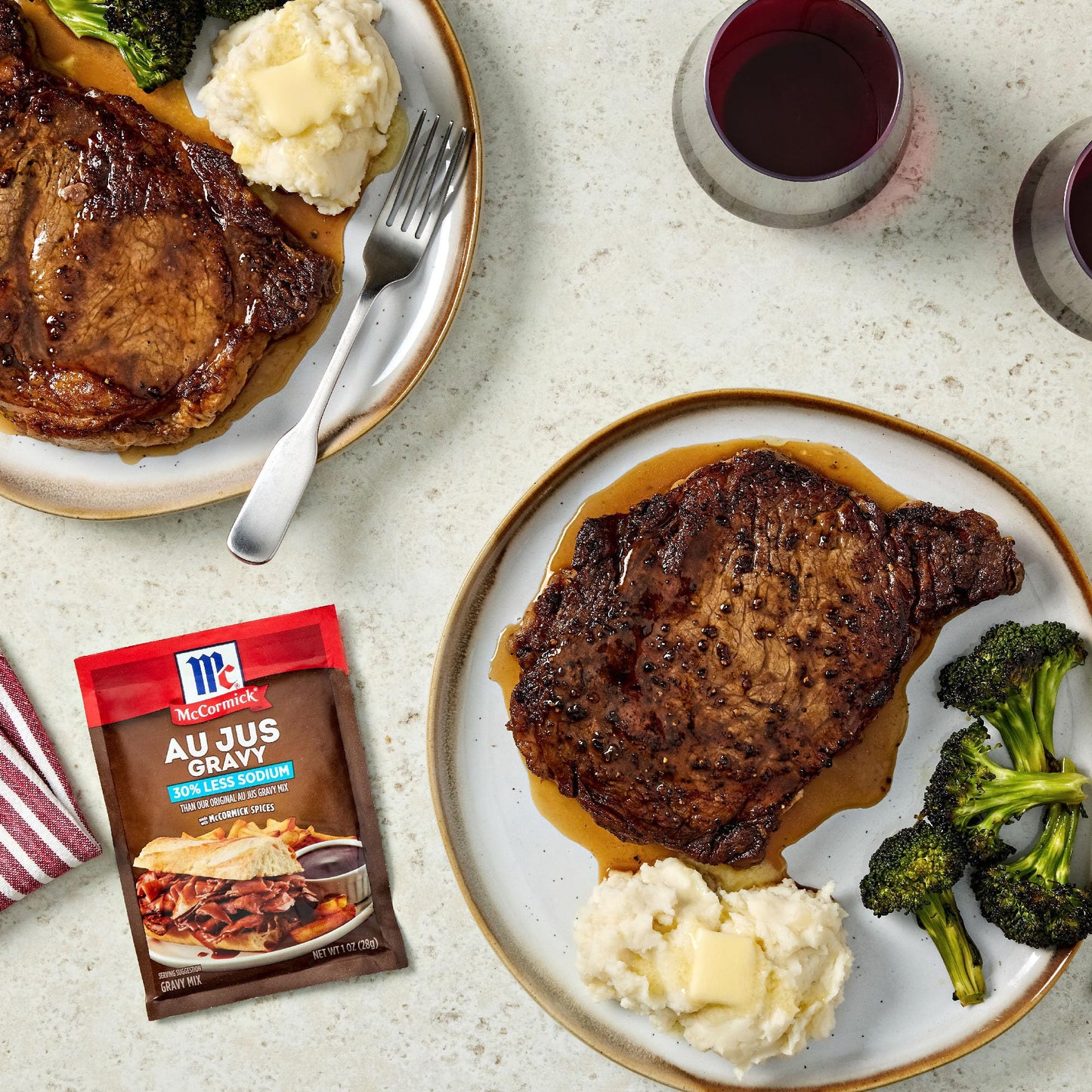 McCormick 30% Less Sodium Au Jus Gravy Mix  1 oz (Pack of 12)