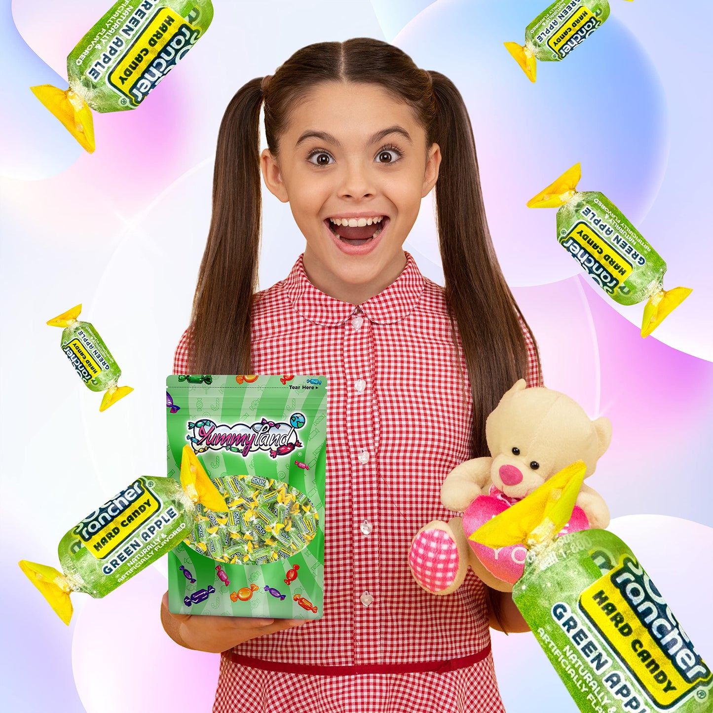 YUMMYLAND Jolly Rancher Green Apple Hard Candy, Individually Wrapped, 1 Pound Bulk Candy Bag