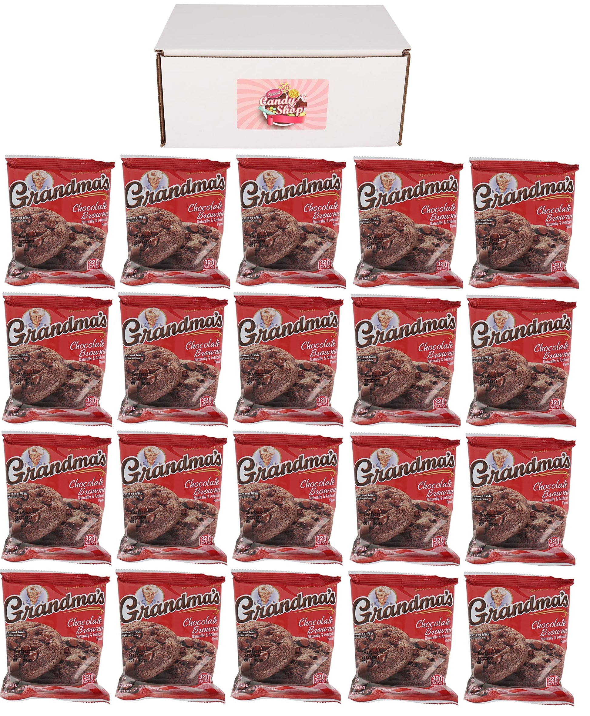 SECRET CANDY SHOP Grandma's Cookies In Box (Pack of 20, total of 40 cookies) (Chocolate Brownie)