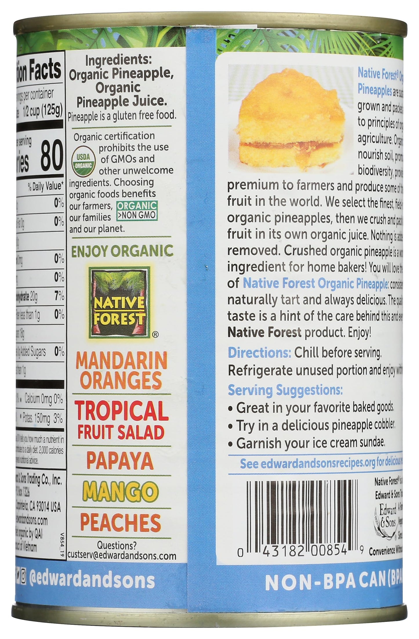 Native Forest Pineapple Organic Crushed, 14-Ounce (Pack of 6)