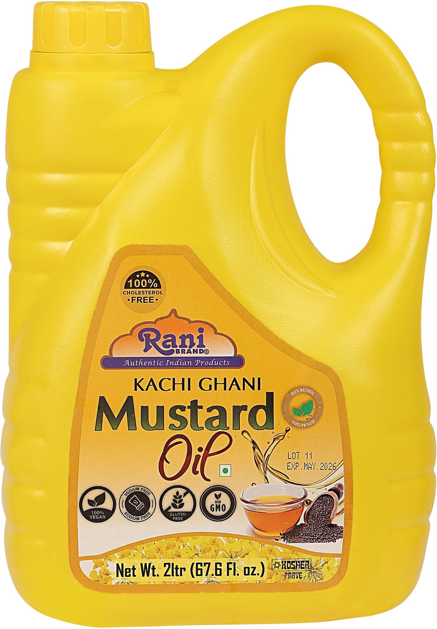 Rani Mustard Oil (Kachi Ghani) 67.6 Ounce (2 Liter) Non-Gmo | Kosher | Gluten Free | Vegan | 100% Natural