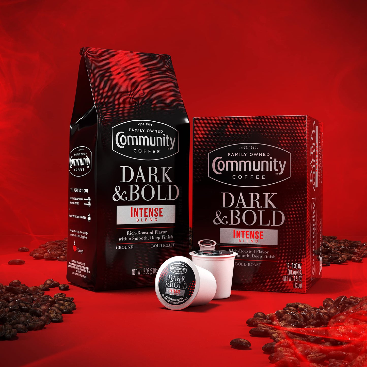 Community Coffee Dark & Bold Intense Blend Coffee Pods, Dark Roast, Compatible with Keurig 2.0, 12 Count