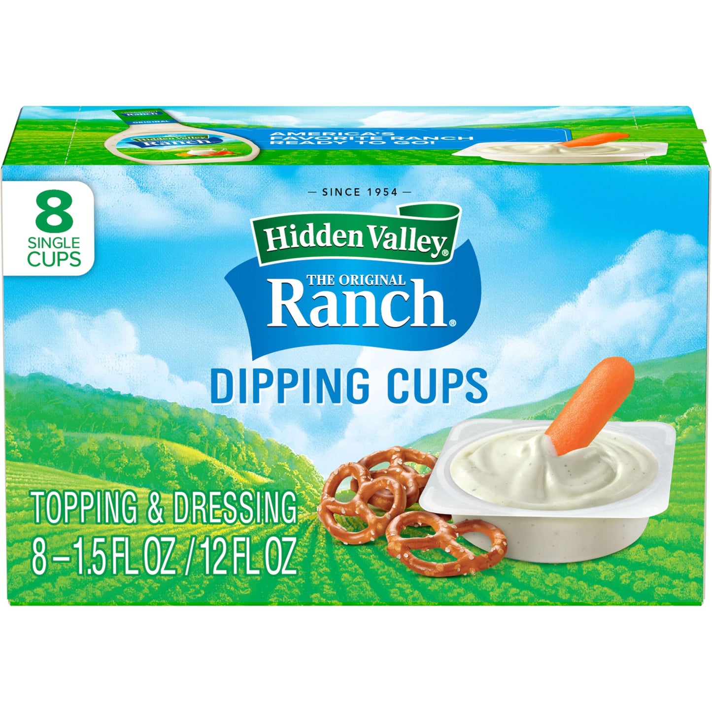 Hidden Valley Ranch Dressing & Dipping Sauce, Ranch Dressing, Gluten Free Salad Dressing To Go Cups, On-the-Go Dipping Sauce, 1.