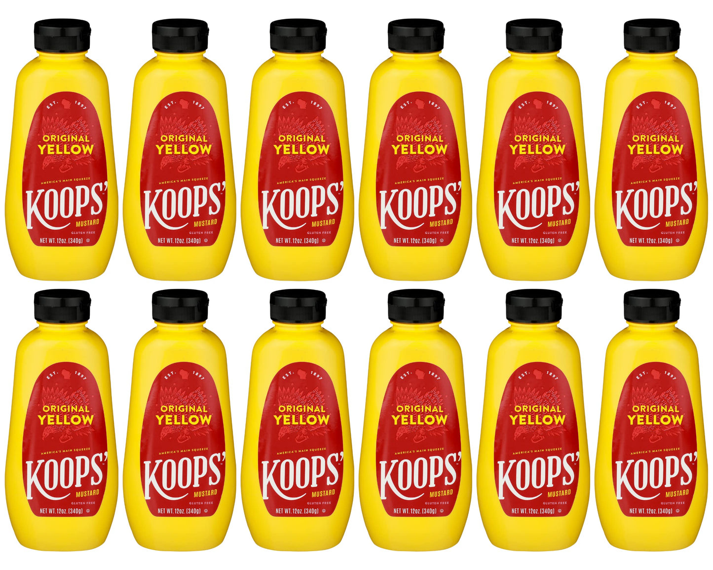 Koops' Original Yellow Mustard - Gourmet Mustard, Gluten-Free, Kosher, Made In Usa, From Quality Mustard Seeds, Yellow Mustard S