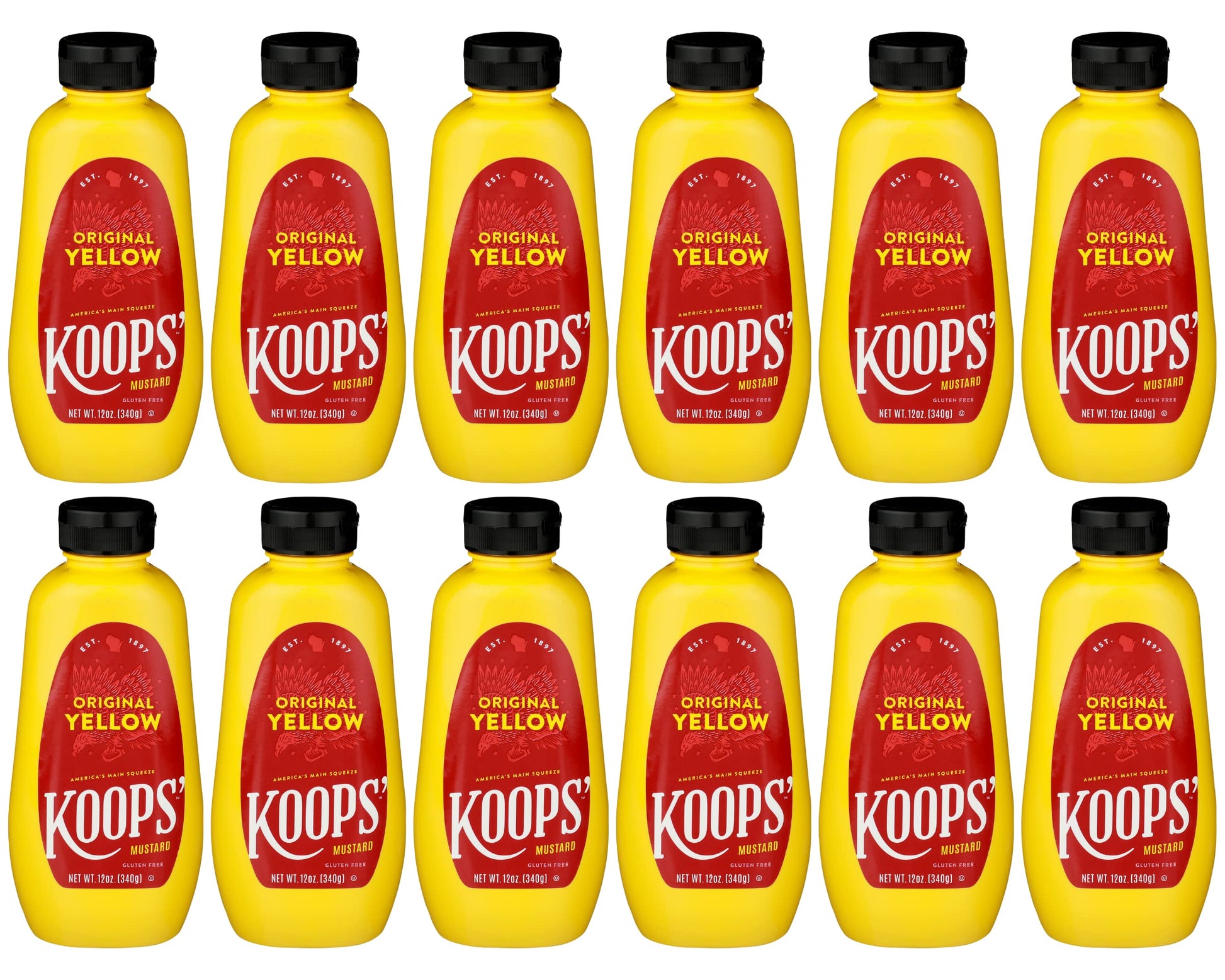 Koops' Original Yellow Mustard - Gourmet Mustard, Gluten-Free, Kosher, Made In Usa, From Quality Mustard Seeds, Yellow Mustard S