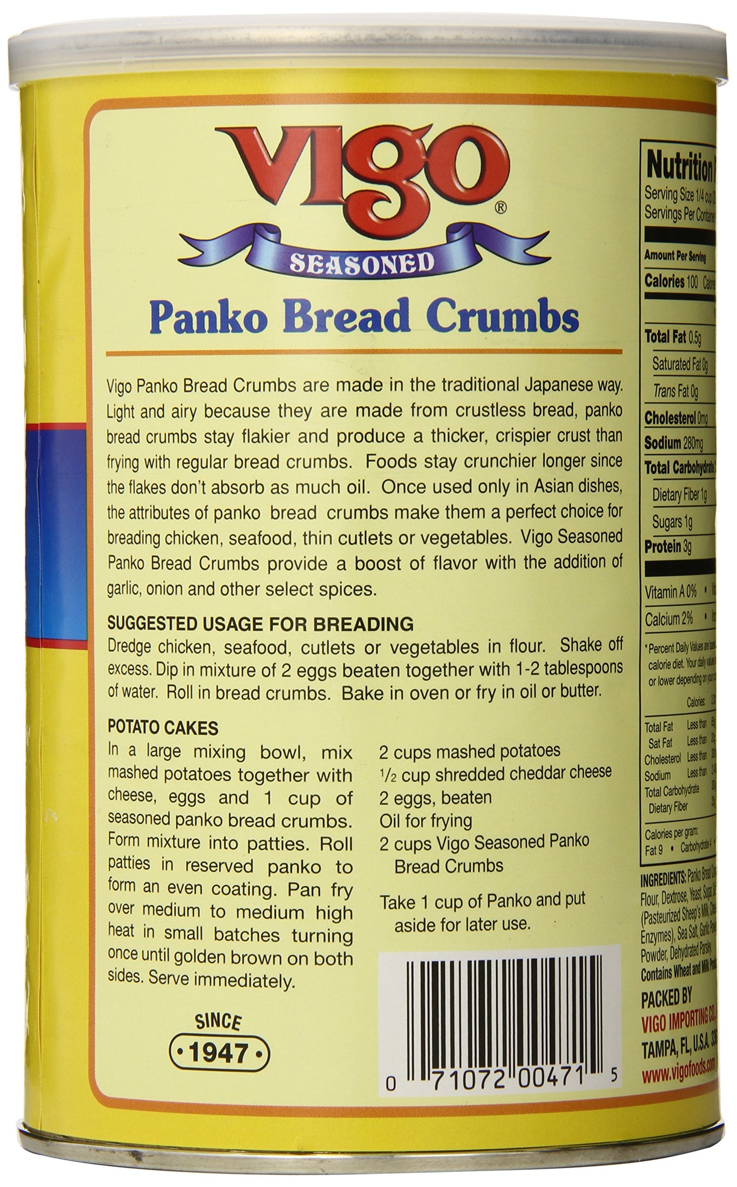 Vigo Italian Style Seasoned Panko Bread Crumbs, 8 Ounce
