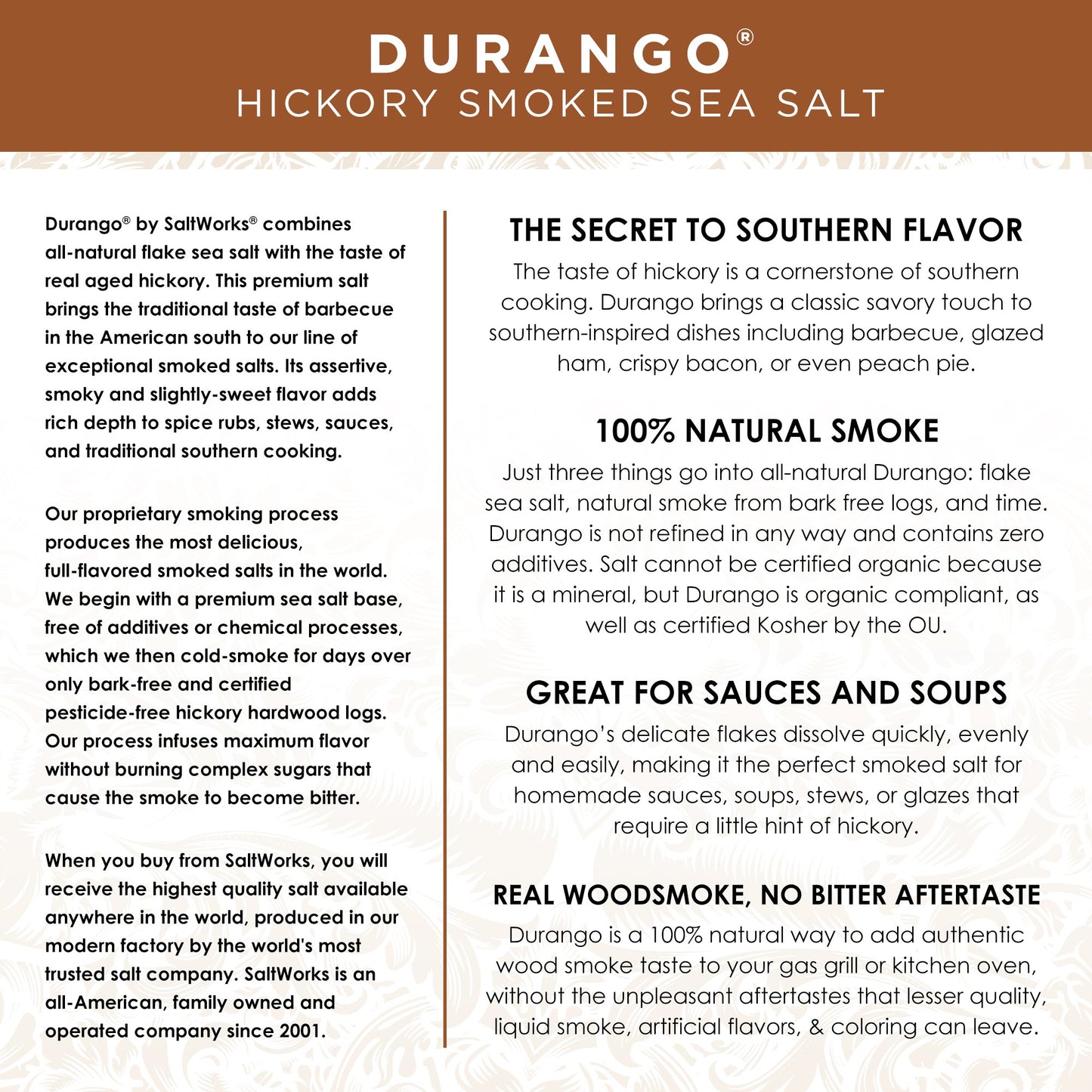 Artisan Salt Company Durango Hickory Smoked Sea Salt, Pour Spout Pouch, 8 Ounce