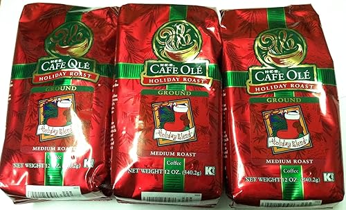 Heb Cafe Ole Ground Coffee 12Oz Bag (Pack Of 3) (Holiday Blend - Medium Roast)