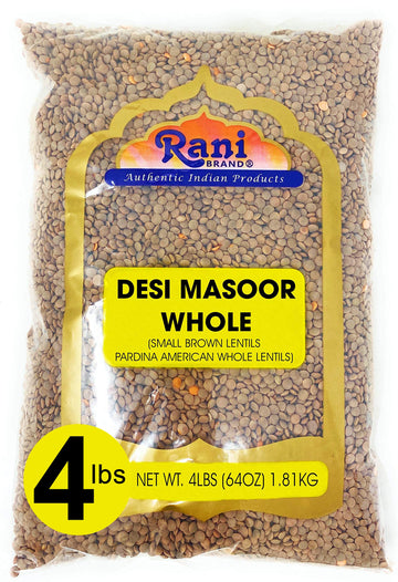 Rani Desi Masoor (Masur) Whole 64Oz (4Lbs) 1.81Kg (Aka. Pardina Spanish / American Brown Lentils Whole) Bulk ~ All Natural | Veg