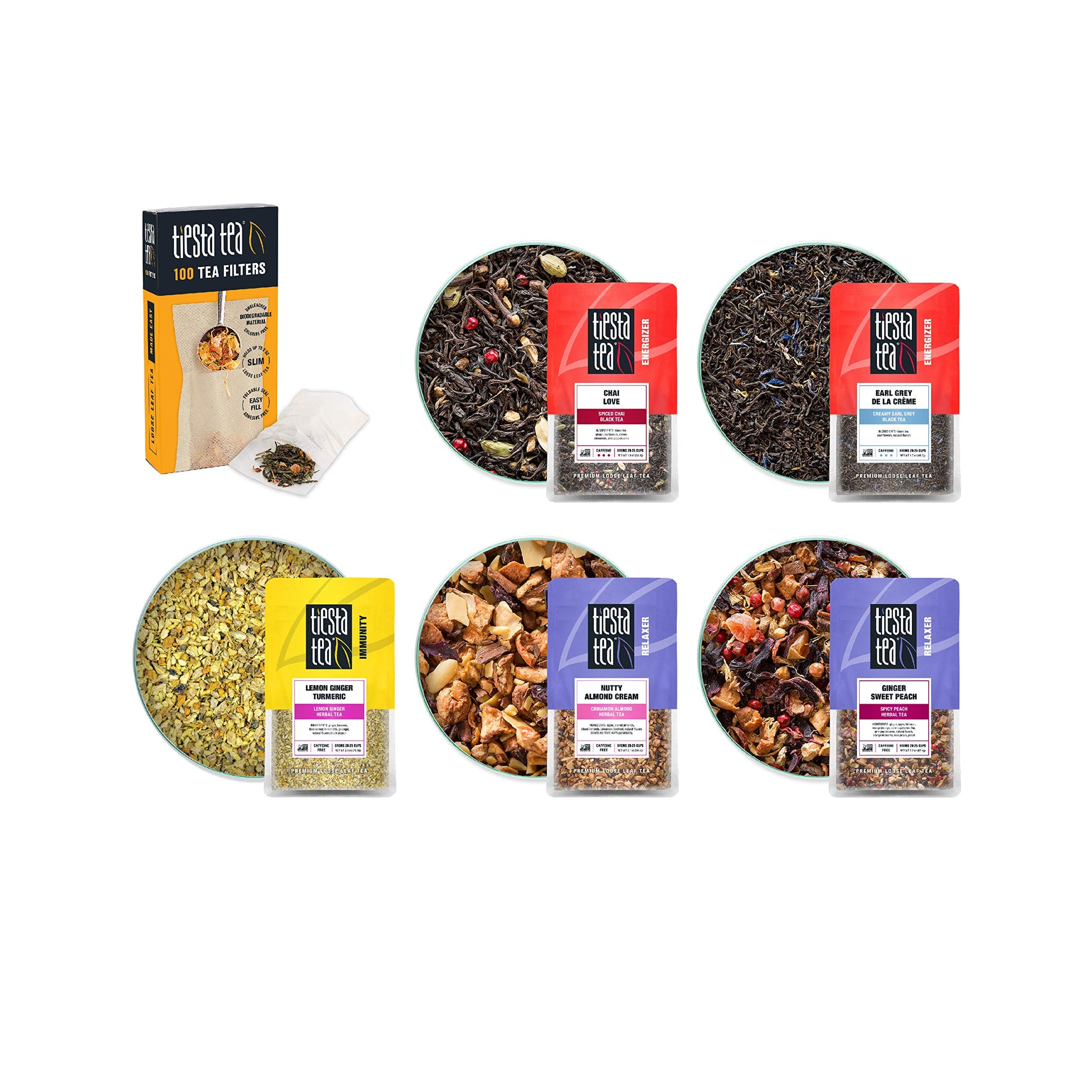 Tiesta Tea - Fall Favorites | Loose Leaf | 5 Fall Variety Blend Set | High to Non-Caffeinated Hot & Iced | Starter Kit with Ging