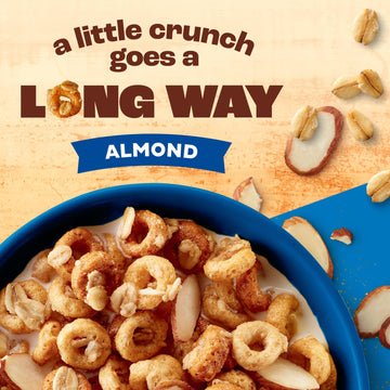 Cheerios Oat Crunch Almond Oat Breakfast Cereal, Family Size, 24 Oz