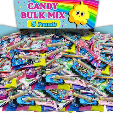 Assorted Candy Bulk Mix, 5 LB Bulk Individually Wrapped Variety Treats, Includes Lollipops, Twizzles, Gummies and More, Pastel C