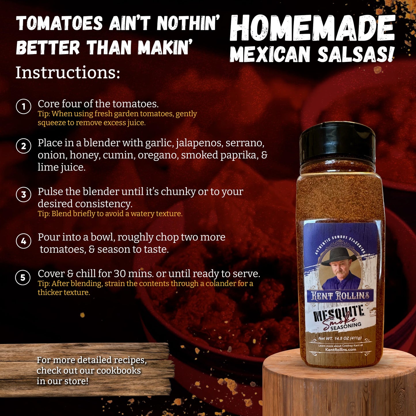 Kent Rollins Mesquite Smoke Seasoning - Gluten Free Dry Rub for Meat, Beans & Popcorn - 14.5 oz