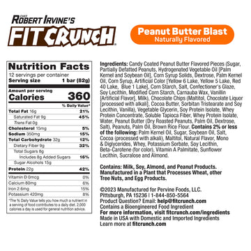 FITCRUNCH Loaded Cookie Protein Bar, High Protein, Gluten Free, Protein Snack (12 Count, Peanut Butter)