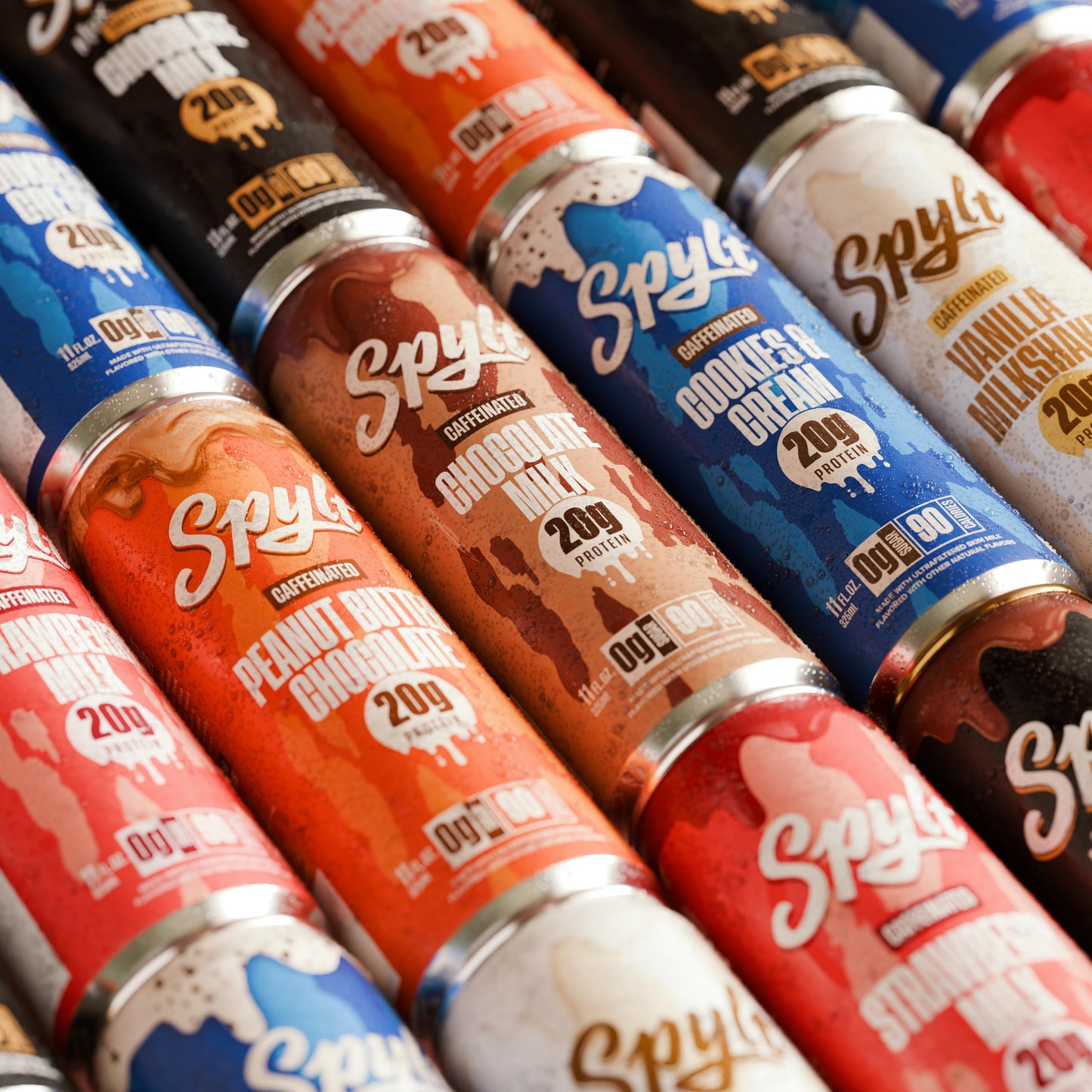 Spylt High Protein Milk - 6 Flavor Variety Pack with 60mg Caffeine & 20g Protein - 90 Calories  Ready to Drink  Sugar Free  Lactose Free Milk  Perfect for Workout Recovery & Afternoon Pick Me Up - 12 Count