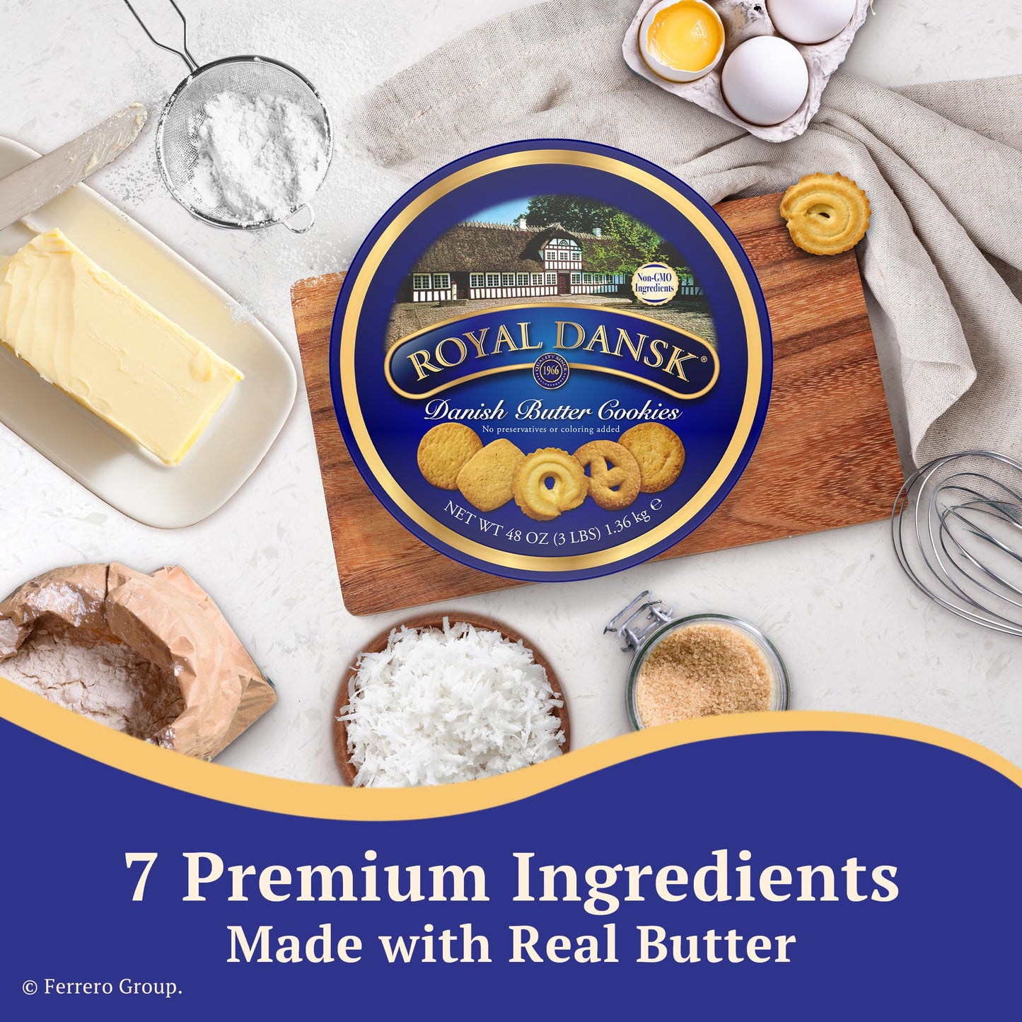 Royal Dansk Danish Butter Cookies, Assorted Gift Tin, 48 oz, Gold