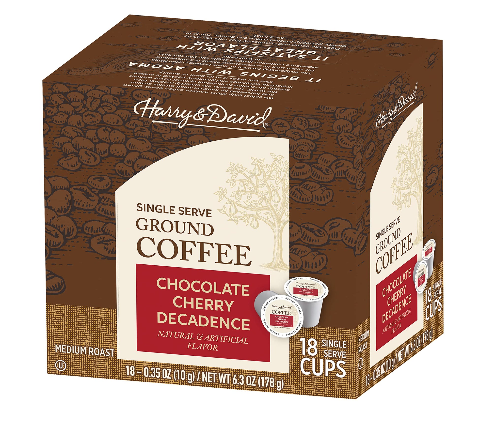 Harry & David Single Serve Coffee, Chocolate Cherry Decadence, 18 Count Box