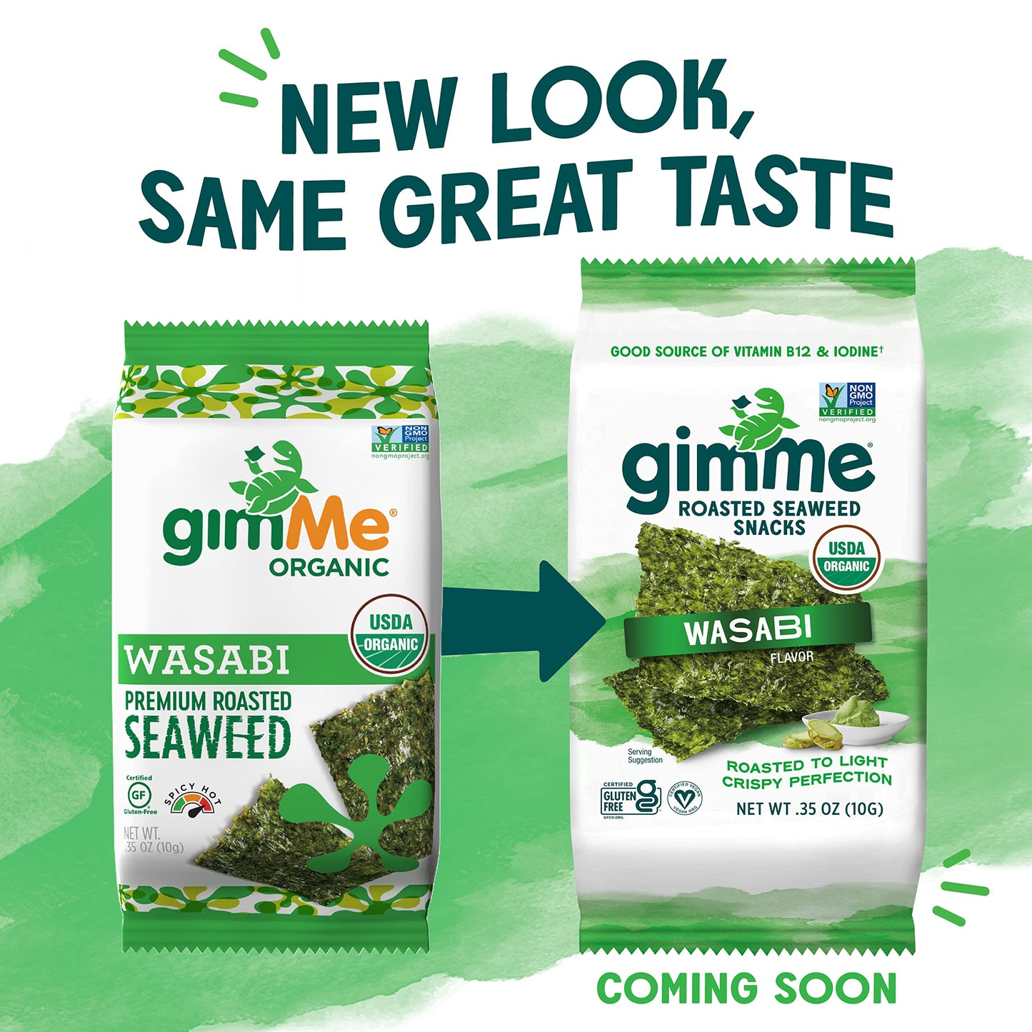 Gimme - Wasabi - 12 Count Sharing Size - Organic Roasted Seaweed Sheets - Keto, Vegan, Gluten Free - Great Source Of Iodine & Om