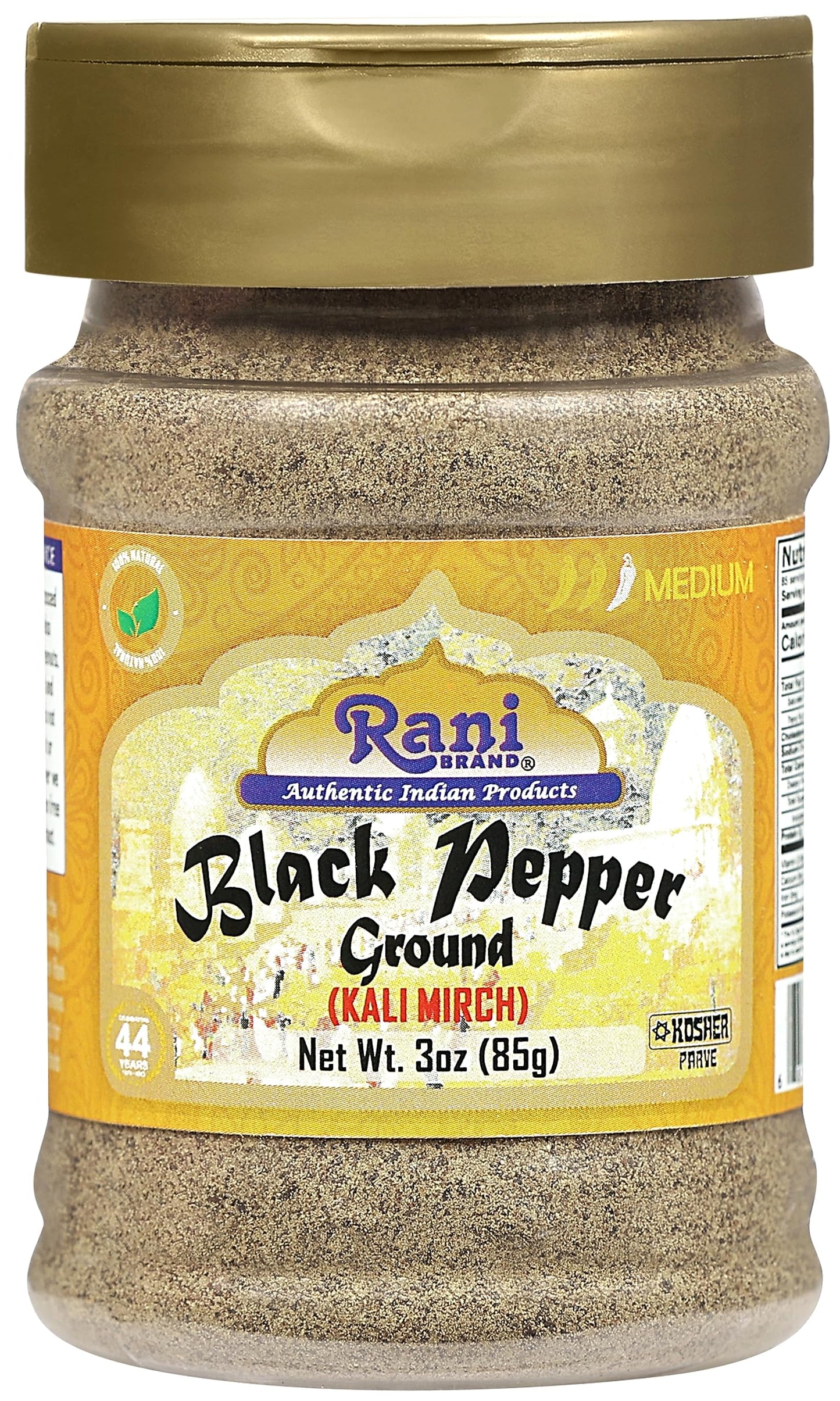 Rani Black Pepper Fine Powder 80 Mesh, Premium Indian 3Oz (85G) Pet Jar ~ All Natural | Vegan | Gluten Friendly | Non-Gmo | Kosher