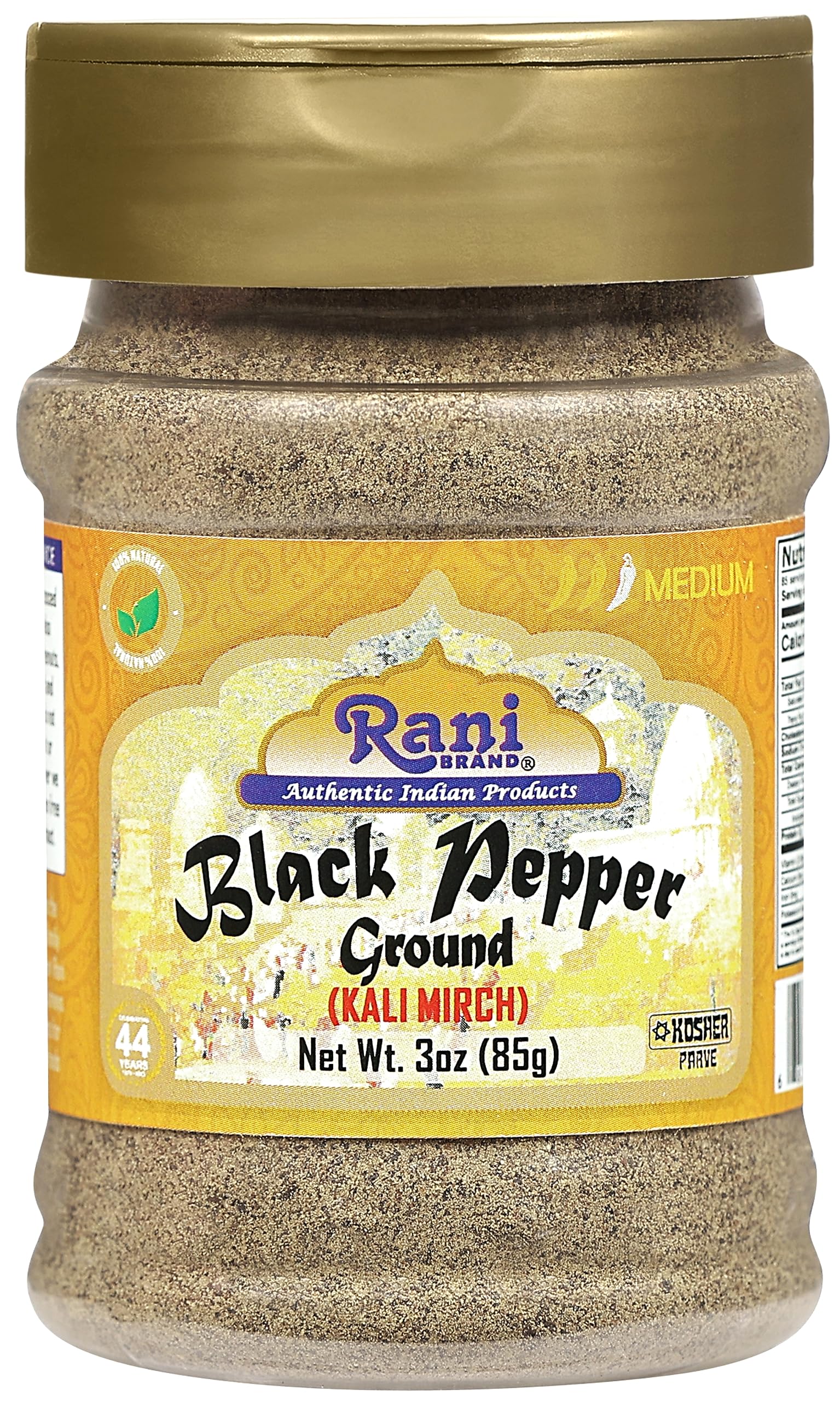 Rani Black Pepper Fine Powder 80 Mesh, Premium Indian 3Oz (85G) Pet Jar ~ All Natural | Vegan | Gluten Friendly | Non-Gmo | Kosher