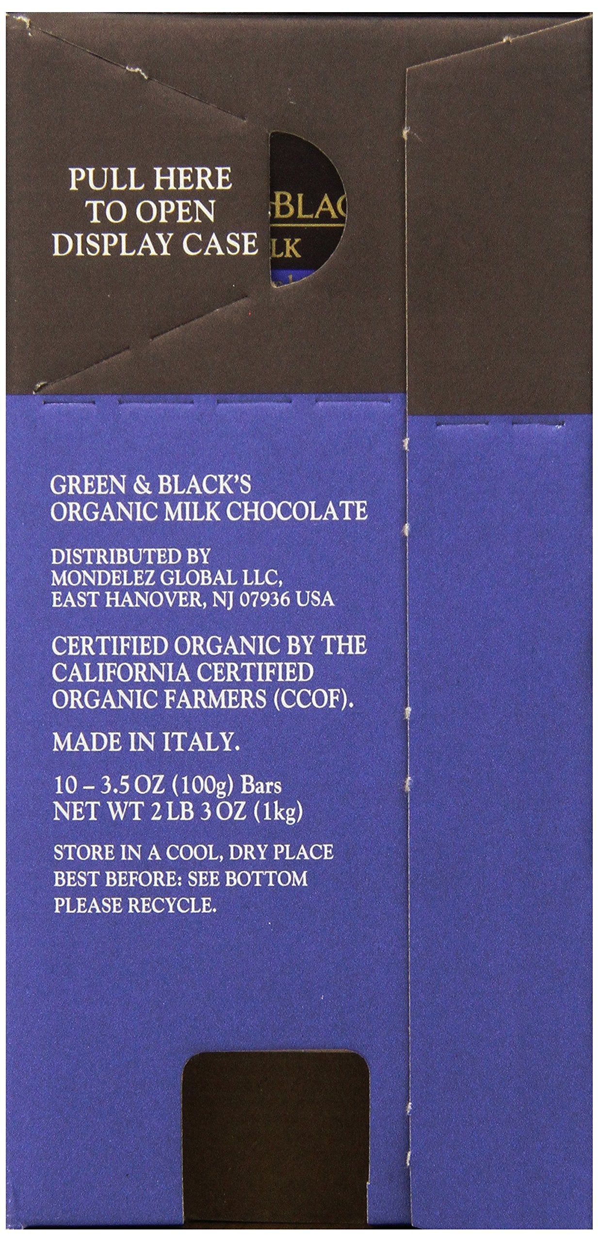 Green & Blacks Organic Milk Chocolate Bars, 34% Cacao, 3.5 oz, 10 Count, Brown