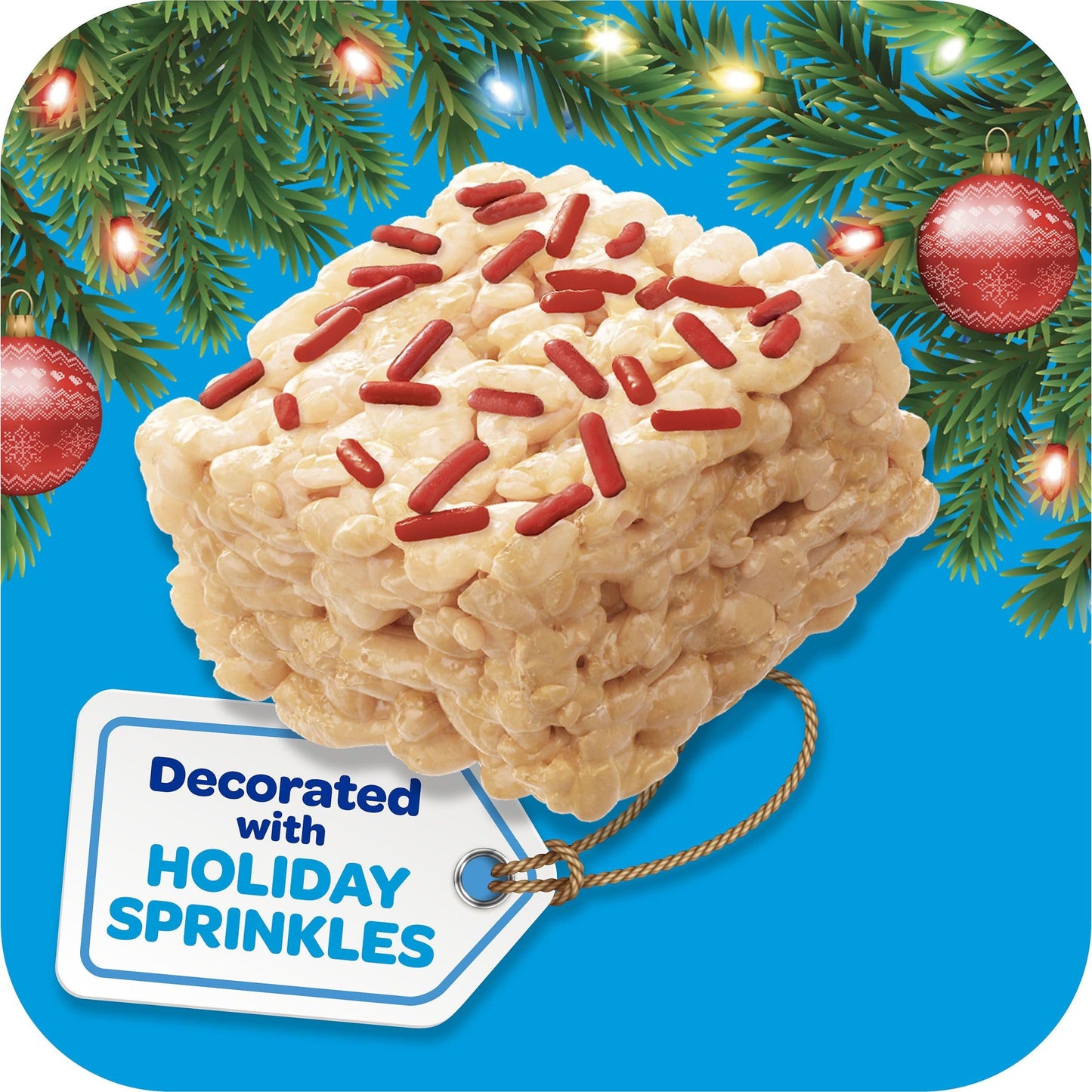 Rice Krispies Treats Mini Marshmallow Cereal Bars, Holiday Snacks, Snack Bars, Original with Holiday Sprinkles, 12.4oz Box (32 B