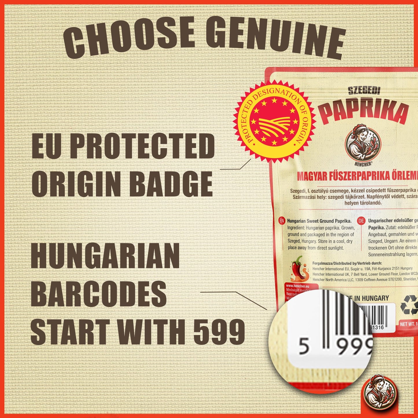 Hungarian Sweet Paprika From Szeged, Hungary (3.5Oz/100G) Mild Paprika Spice Powder, Non-Gmo, No Additives