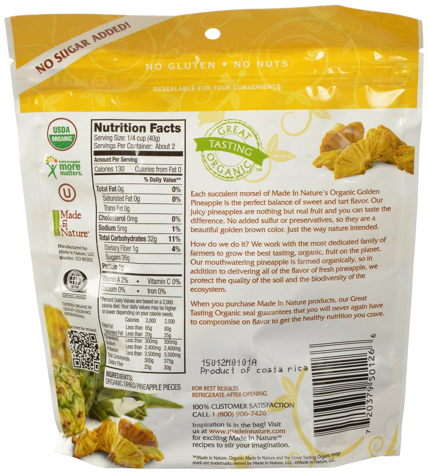 Made In Nature Organic Dried Pineapple, 3 Oz