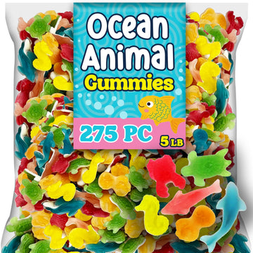 Fish Candy Ocean Gummies, 5 Lbs Bulk, Ocean Friends Sea Creatures, Assorted Flavors and Fish Shapes, Sharks, Turtles and More, S