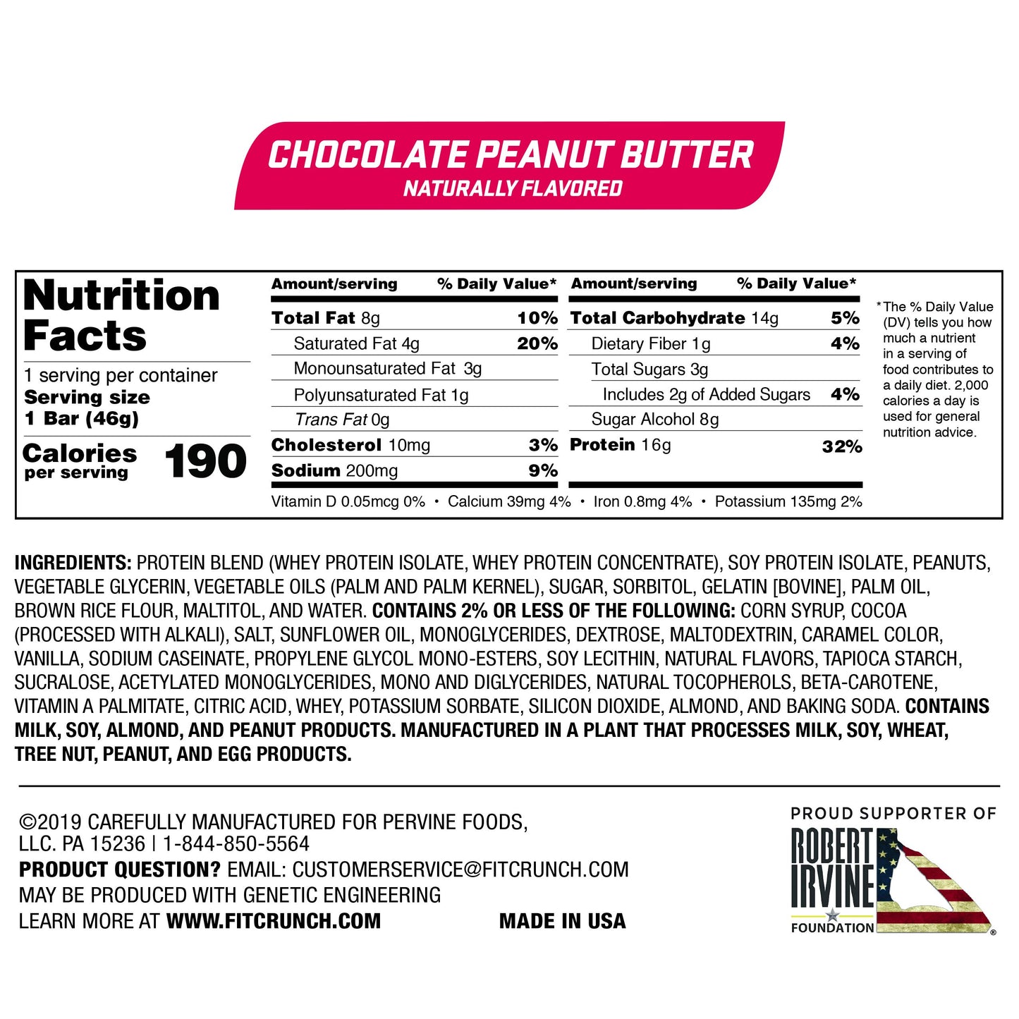 Fitcrunch Snack Size Protein Bars, Designed By Robert Irvine, 6-Layer Baked Bar, 3G Of Sugar & Soft Cake Core (18 Bars, Peanut B
