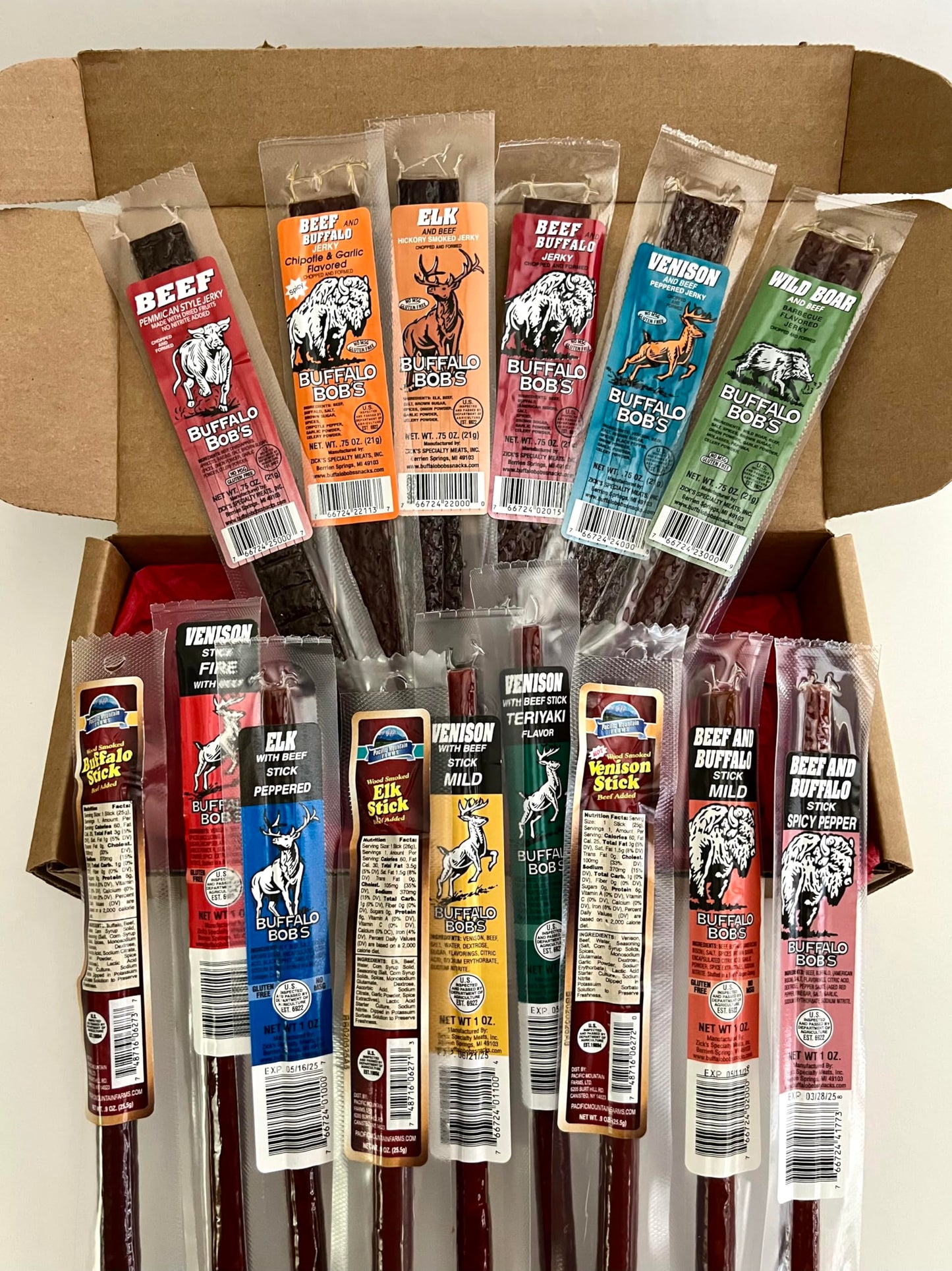 Jerky Dynasty Big Game 15-Piece Jerky Variety Pack - Assorted Meat Snack Box With Beef Jerky, Buffalo, Elk, Wild Boar, & More -
