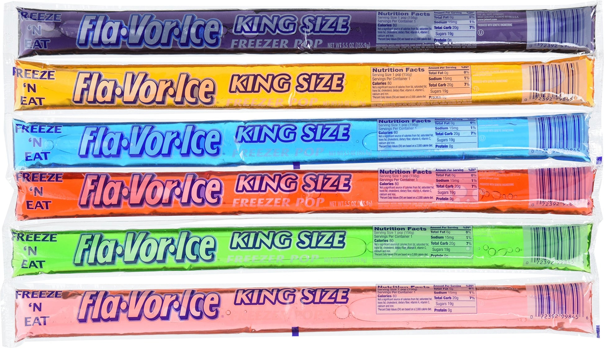 Fla-Vor-Ice Freeze Pops, 6 Assorted Flavors 45 X 5.5 Oz