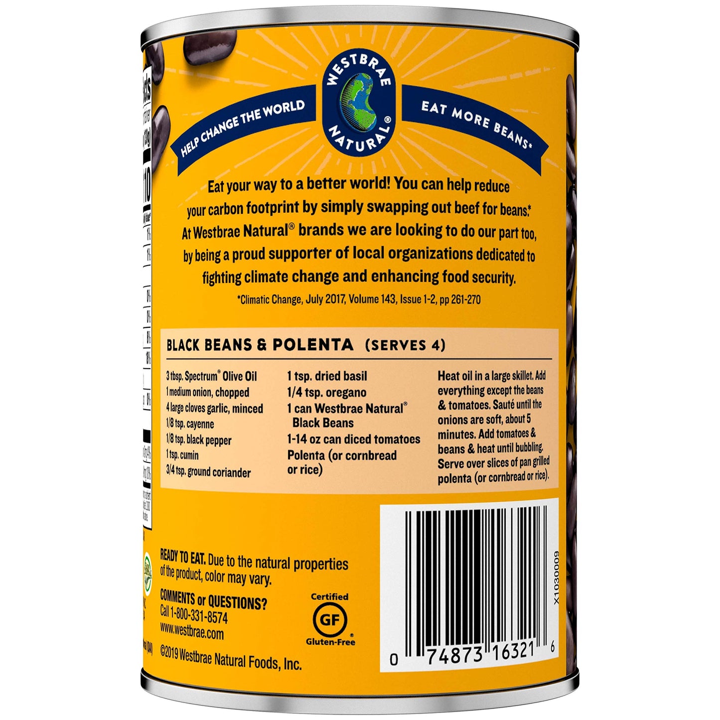 Westbrae Natural Organic Black Beans, Low Sodium, 15 Oz, Pack of 12