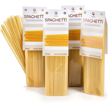 Gusta Spaghetti Noodles Pasta - Enhanced Italian Pasta From Italy - Durum Wheat Semolina Organic Al Dente Pasta - Non-Gmo & Gourmet Pasta - Family Owned Brand - 17.64Oz / 500G (4 Pack)