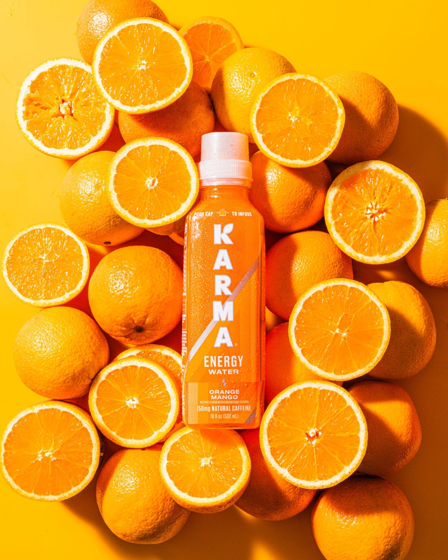 Karma Energy Drink - 12 Pack  Orange Mango Caffeinated Water with Cognizin Nootropics  Vitamins & Immune Support  Low Calorie