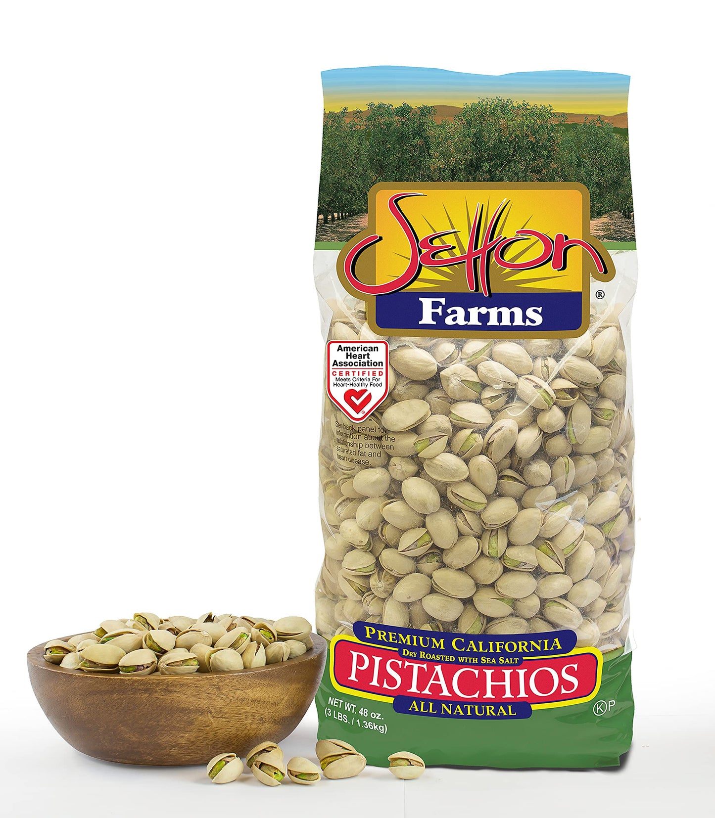 Setton Farms enhanced Pistachios  Dry Roasted with Sea Salt  48 Oz Bag (Pack of 2) Total 96 Oz. / 6 Lbs.