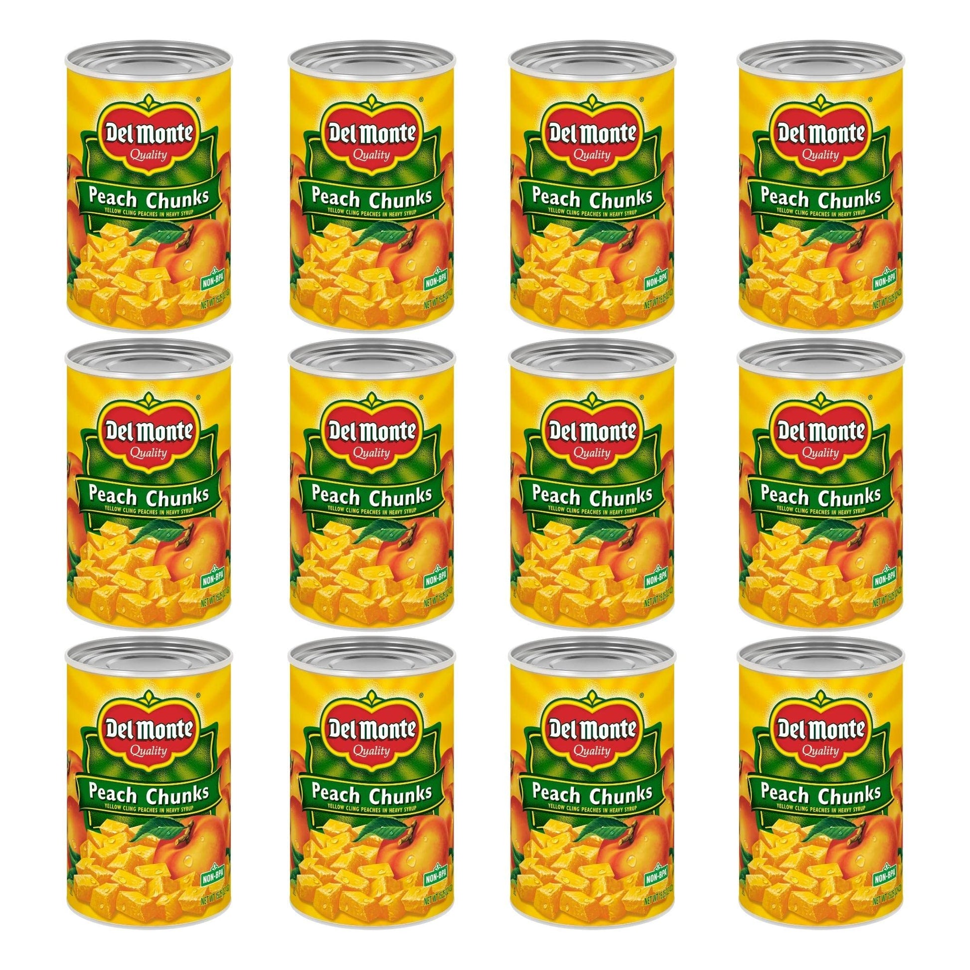 Del Monte Yellow Cling Peach Chunks in Heavy Syrup, 15.25 oz Can, Pack of 12