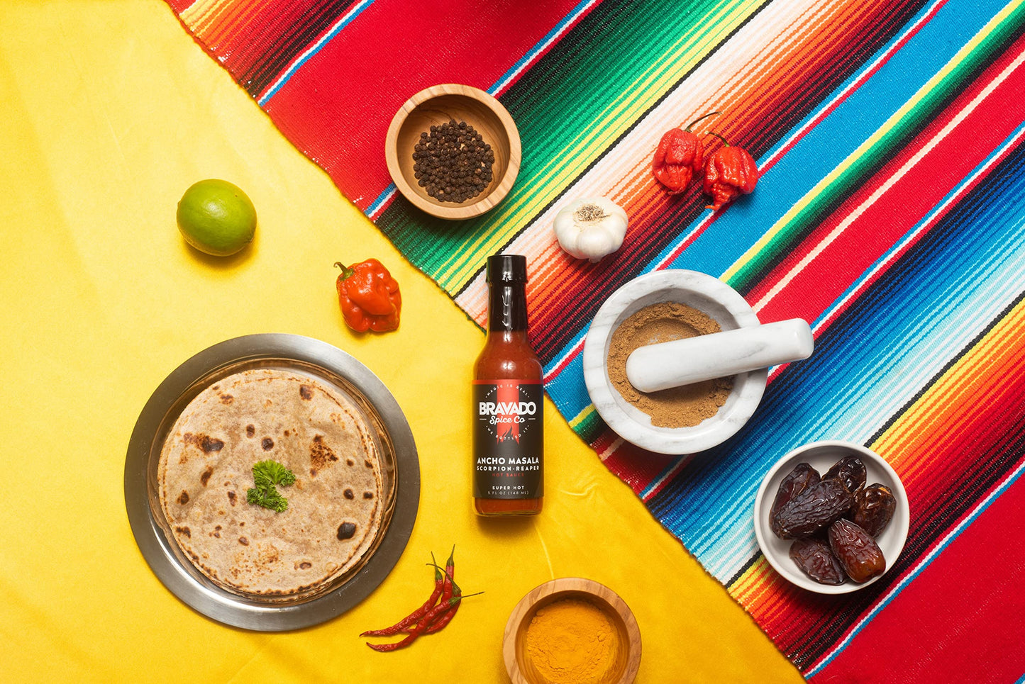 Bravado Spice Ancho Masala Scorpion Reaper Hot Sauce, Gluten Free, Vegan, 5 Fl Oz, Red