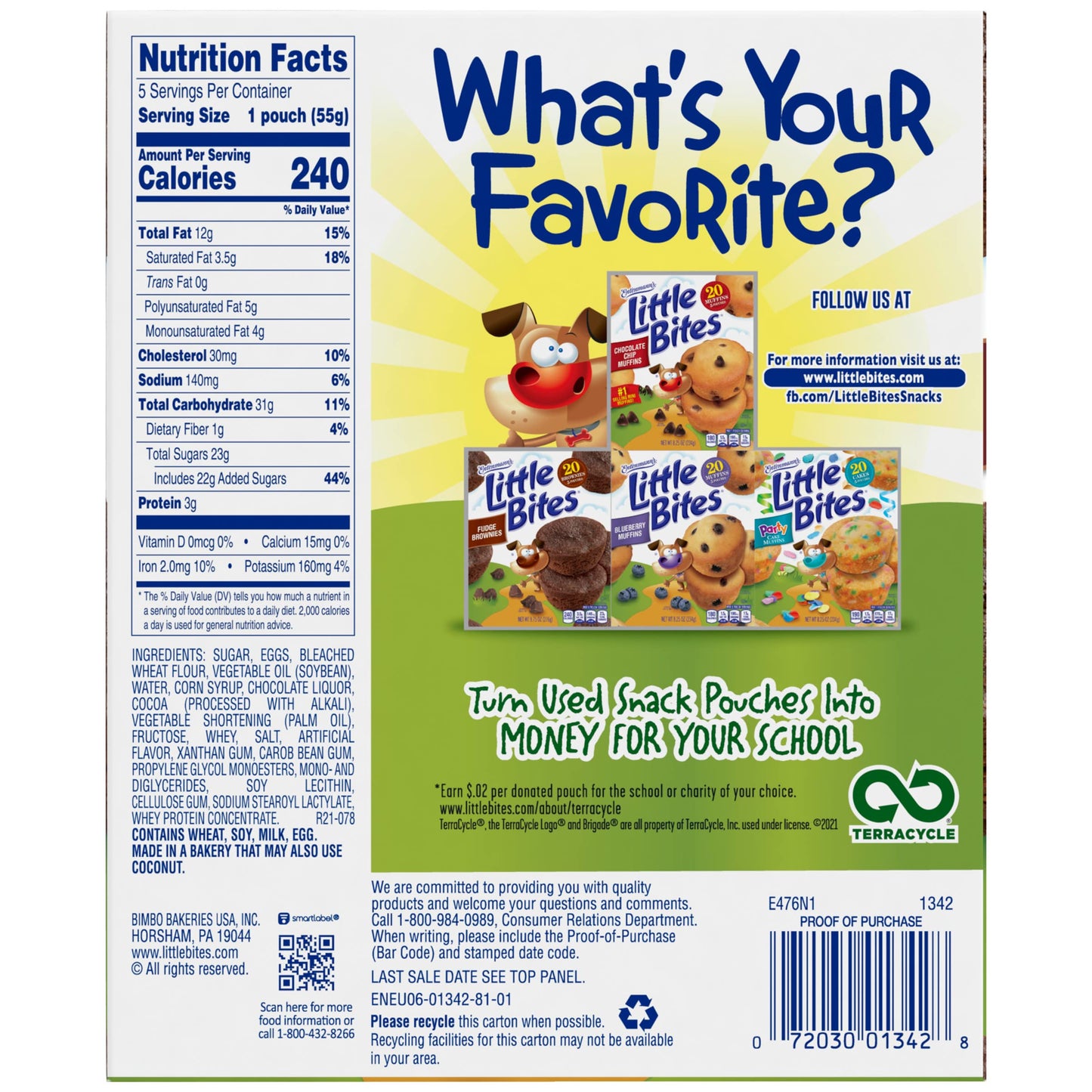 Entenmann'S Little Bites Fudge Brownie Mini Muffins | 2 Pack (10 Pouches Total)