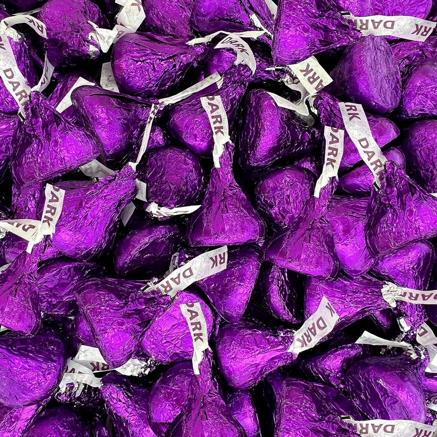 Tundras Hershey KISSES Special Dark Chocolate Candy, 5 lbs, Approx 500 Pieces, Purple Foils, Full Size
