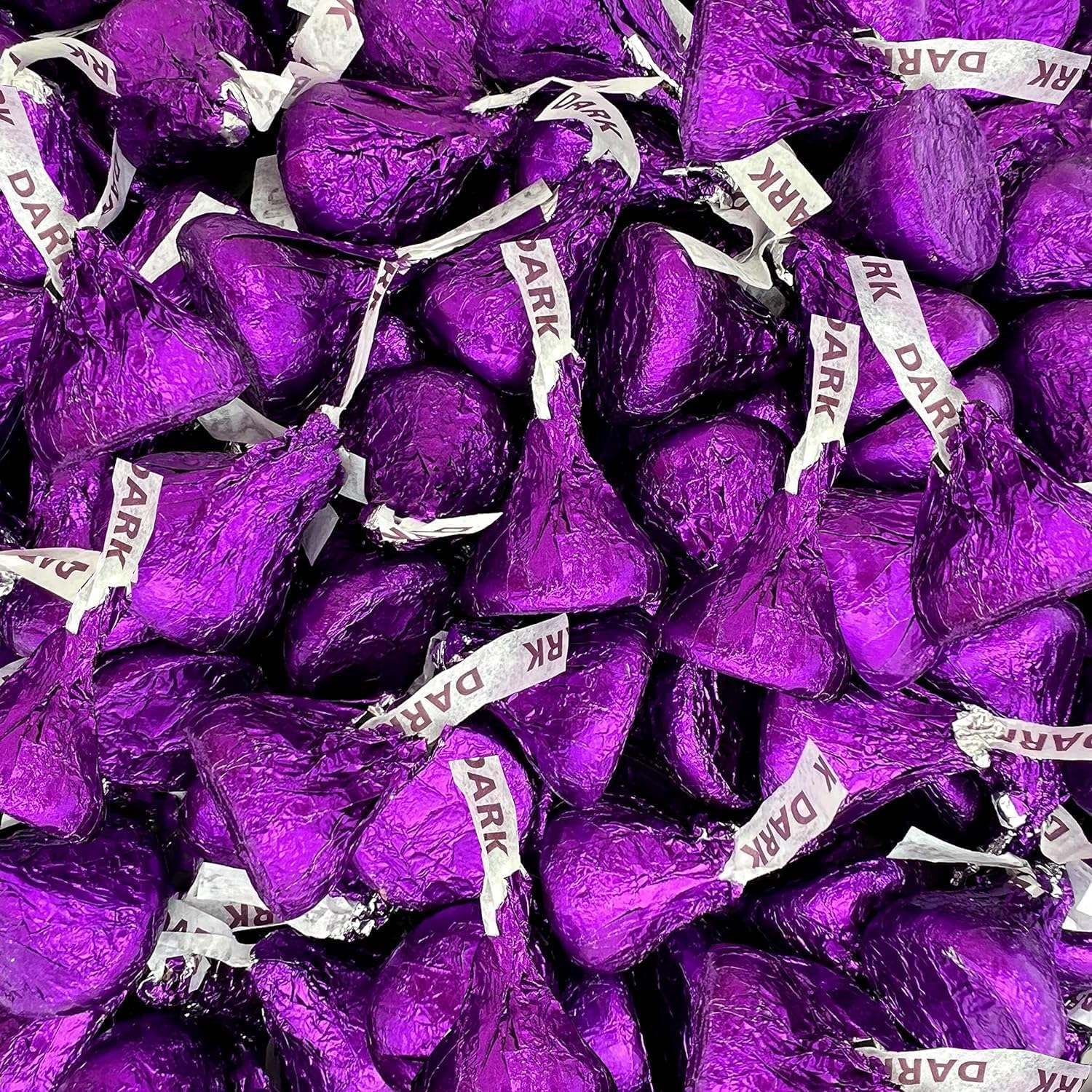 Tundras Hershey KISSES Special Dark Chocolate Candy, 5 lbs, Approx 500 Pieces, Purple Foils, Full Size