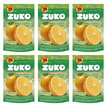 Zuko Orange Instant Powder Drink | Family Pack | No Sugar Needed | Vitamin C | 14.1 Ounce (Pack of 6)