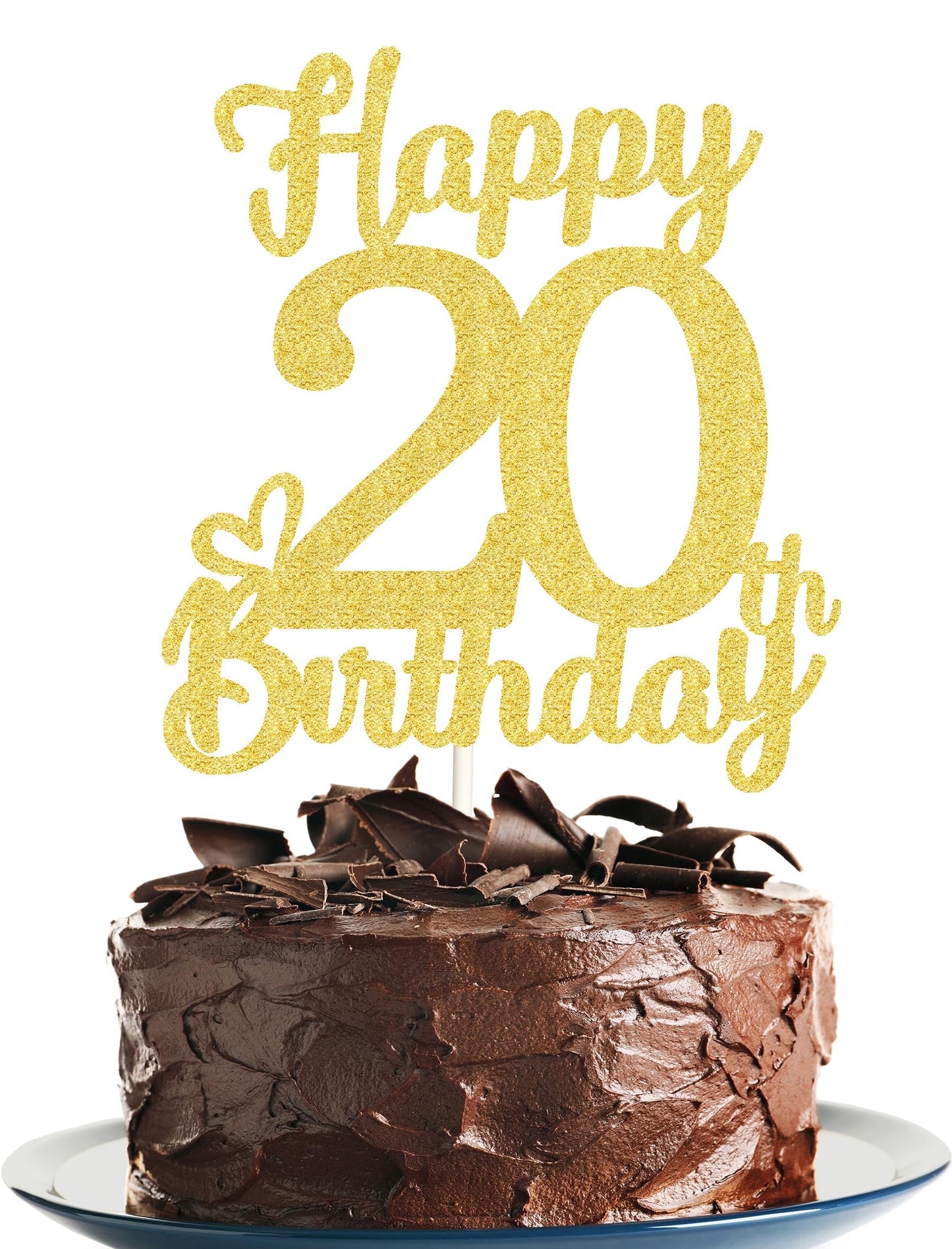 20 Birthday Cake Toppers-Gold Glitter, Twenty Cake Topper, 20 Cake Toppers, 20Th Birthday Decorations,20Th Birthday Cake Topper,