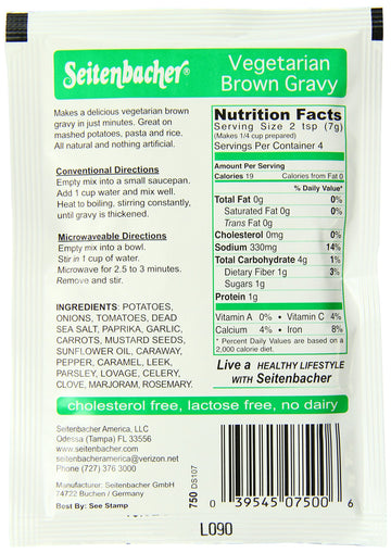 Seitenbacher Gluten-Free Vegetarian Brown Gravy Mix, 1 Ounce Package (Pack Of 12)