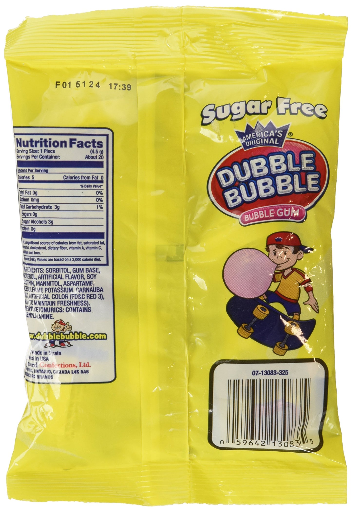 Dubble Bubble Sugar Free Gum - 3.25 Oz